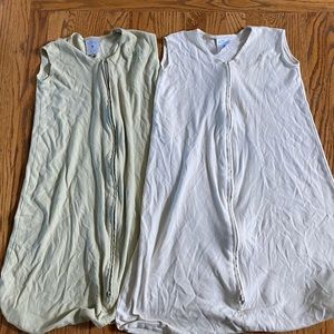 Two cotton halo sleep sacks (green & white) large 12-18 months